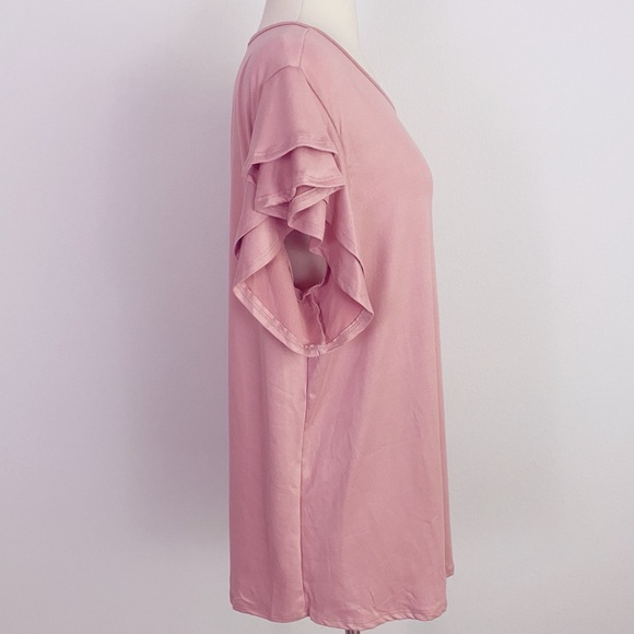 You & Me Double Ruffle Sleeve Knit Pullover Blouse Women’s Plus 1X Dusty Pink - Picture 5 of 9